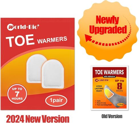 World-BIO Toe Warmers Adhesive 10/20/30/40 Pairs - Long Lasting Safe Natural Odorless Air Activated Warmers Up to 8 Hours of Heat - Heated Insoles Toe Foot Warmers Keep Foot Warm in Chill Winter in Kuwait