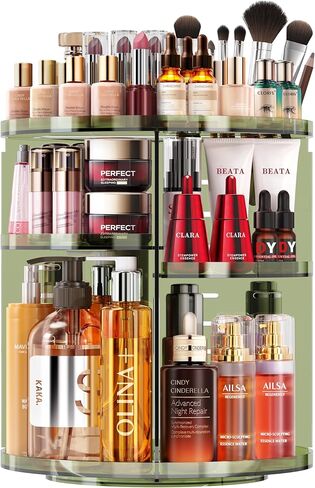 Auxmir Makeup Organizer 360 Rotation Cosmetic Storage Box with 6 Adjustable Layers for Bathroom and Living Room, Clear, Clear, Modern in Kuwait