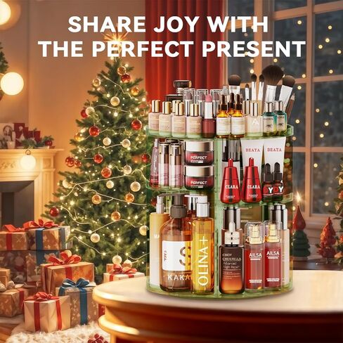 Auxmir Makeup Organizer 360 Rotation Cosmetic Storage Box with 6 Adjustable Layers for Bathroom and Living Room, Clear, Clear, Modern in Kuwait