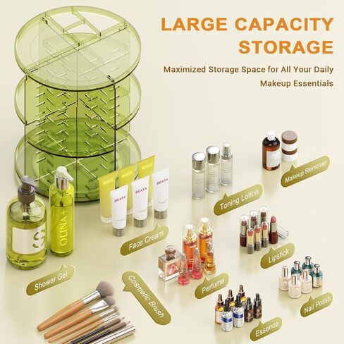 Auxmir Makeup Organizer 360 Rotation Cosmetic Storage Box with 6 Adjustable Layers for Bathroom and Living Room, Clear, Clear, Modern in Kuwait