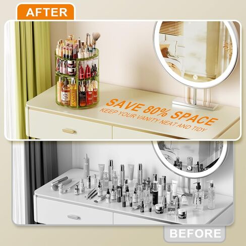 Auxmir Makeup Organizer 360 Rotation Cosmetic Storage Box with 6 Adjustable Layers for Bathroom and Living Room, Clear, Clear, Modern in Kuwait