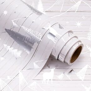 لفة ورق تغليف عيد الميلاد ثلاثية الأبعاد من WRAPAHOLIC - لفة صغيرة - 17 بوصة × 16.5 قدم - تصميم شجرة عيد الميلاد باللونين الذهبي والأبيض مع نقش مثالي للعطلات والاحتفال بالحفلات