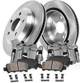 Callahan Rear Replacement Calipers and Drilled Slotted Brake Disc Rotors and Ceramic Brake Pads Brake Kit For Acura ILX Honda Civic