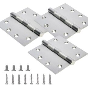 Black Heavy Duty Commercial Door Hinge with Silent Steel Plain Bearing, 4.5 inch X 4.5 inch, Thickness 3 mm Stainless Steel，Super Bearing Capacity（3 Pack）