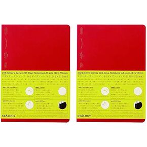 Nitoms S4105 STALOGY Notebook, A5, Squared, 365 Days Notebook, Red