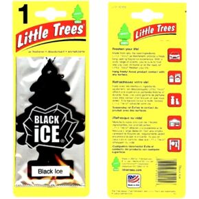 Little Trees Car Air Freshener | Hanging Paper Tree for Home or Car | Black Ice | 3 Pack