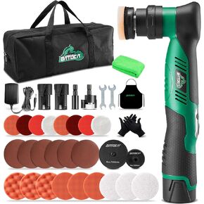 BATOCA S5 Cordless Car Buffer Polisher Sander Kit Dual Action & Rotary Polishing Machine 1/2/3 Inch Polishing Pads for Car Detailing,6 Variable Speeds 2000-5500RPM,Orbital Polisher for Car Boat Polish