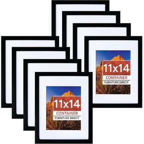 20x24 Picture Frames with Beveled Mat & Built-in Wall Mounting Hanger, Horizontal and Vertical Formats, Black, 20" x 24", 1 Pack