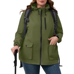 Avoogue Womens Packable Rain Jacket Lightweight Waterproof Raincoat With Hood Plus Size Windbreaker Jacket Puffer Jacket