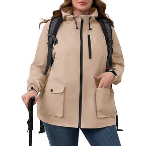 Avoogue Womens Packable Rain Jacket Lightweight Waterproof Raincoat With Hood Plus Size Windbreaker Jacket Puffer Jacket