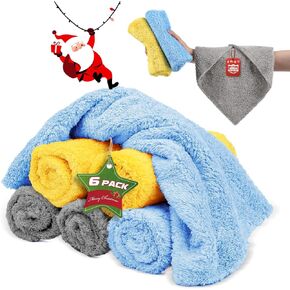 Microfiber Car Wash Cleaning Towel for Clean Car, Extra Soft,Reusable and Durable,Absorbent, Lints-Free,Interior Micro Fiber Rags,16in x 16in - 6 Packs Grey