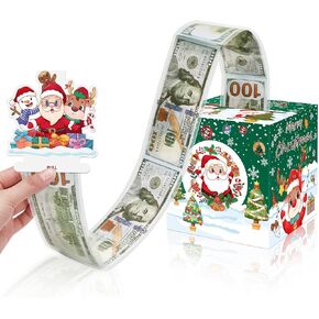 BOARDFEB Birthday Money Box for Cash Gift Pull, Money Gift Box for Cash Birthday Gift,Black and Gold Birthday Money Pull Box for Parents, Lovers and Children with 60 Self-Adhesive Transparent Bags