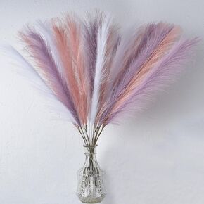 Faux Pampas Grass Decor Short - 12 PCS Artificial Pampas Grass Fluffy Pompas Floral for Wedding Arrangements Living Room Decor (Green)