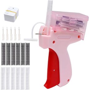 Tagging Gun Kit for Clothing, Micro Tag Gun Kit for Clothes, Quick Clothing Fixer, Mini Quick Sewing Gun, Garment Tag Gun Price Tagger Stitching Guns with 5 Fine Needles 1200 Pcs Barbs Fasteners Black