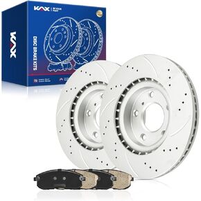 طقم فرامل أمامية من KAX، دوارات فرامل مثقوبة ومشقوقة، وسادات فرامل سيراميك | يناسب Ford E-150 Econoline 1994-2001، Ford F-150 1994-1996، مجموعة فرامل بديلة للسيارات