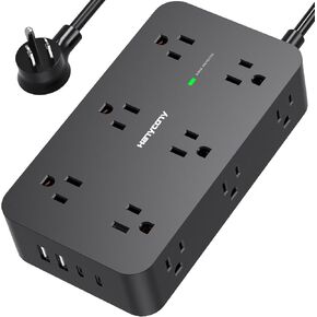 Surge Protector Power Strip with 12 Outlets 4 USB Ports(2 USB C), 6ft Flat Plug Extension Cord, 2700J, Wall Mount, Desk Charging Station for Office, School, Home, Dorm Room Essentials, ETL Listed