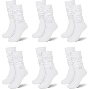 YSense 6 Pairs Slouch Socks Women, Thigh High Long Boot Socks for Women, Soft Knit Casual Crew Slouchy Socks Bulk for Winter