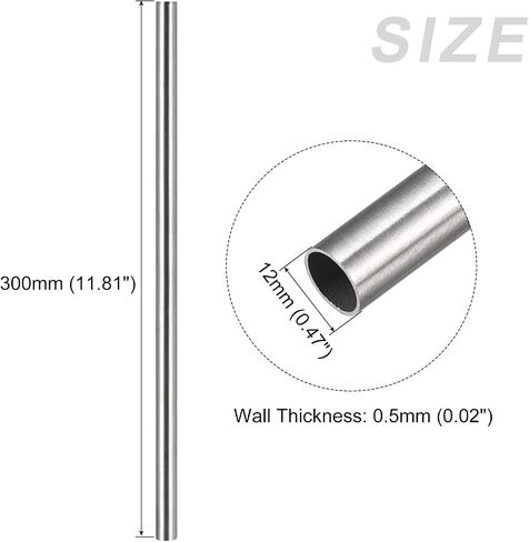 أنبوب METALLIXITY 304 من الفولاذ المقاوم للصدأ (14 مم OD × 0.5 مم طول × 300 مم طول)، أنابيب مستقيمة - للتأثيث المنزلي والآلات in Kuwait