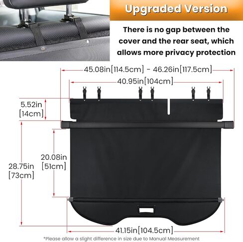 Trunk Cargo Cover for Ford Escape 2013 2014 2015 2016 2017 2018 2019 Retractable Rear Trunk Cargo Luggage Security Shade Cover Shield Interior Accessories Waterproof All Weather (Black) in Saudi Arabia