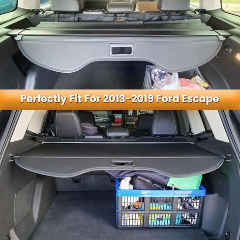 Trunk Cargo Cover for Ford Escape 2013 2014 2015 2016 2017 2018 2019 Retractable Rear Trunk Cargo Luggage Security Shade Cover Shield Interior Accessories Waterproof All Weather (Black) in Saudi Arabia