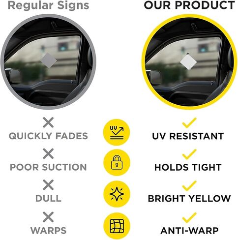 ASSURED SIGNS Baby On Board Sign With Suction Cups - 2 Pack, 5" by 5" - Essential Safety Signs for Cars - Bright Yellow, Durable and Strong Suction in Saudi Arabia