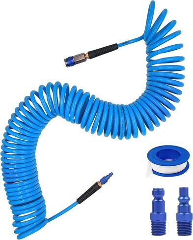 WNCGC خرطوم هواء من البولي يوريثين بطول 25 قدم بقطر داخلي 1/4 بوصة خرطوم ضاغط هواء عالي التحمل مع مقيد انحناء وقارنة توصيل سريعة عالمية صناعية 1/4 بوصة وقابس I/M/T/A، أصفر in Kuwait