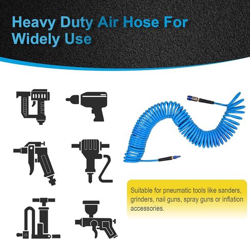 WNCGC خرطوم هواء من البولي يوريثين بطول 25 قدم بقطر داخلي 1/4 بوصة خرطوم ضاغط هواء عالي التحمل مع مقيد انحناء وقارنة توصيل سريعة عالمية صناعية 1/4 بوصة وقابس I/M/T/A، أصفر in Kuwait