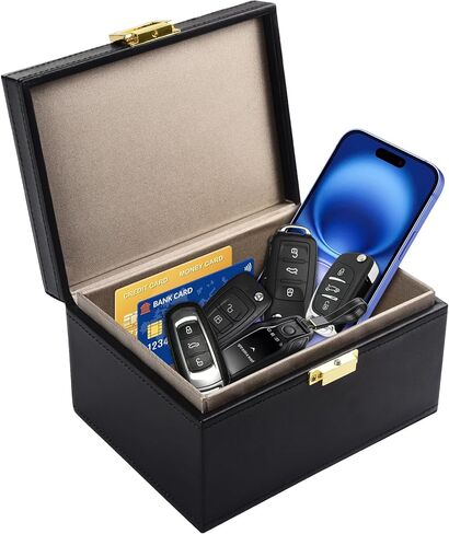 Diyife Faraday Box، [أحدث إصدار] صندوق RFID لمفاتيح السيارة، قفص فاراداي، واقي مفتاح فوب، مانع إشارة ألياف الكربون لمفتاح فوب بدون مفتاح، صندوق حجب إشارة مفتاح السيارة الكبير لهواتف مفاتيح السيارة in Kuwait