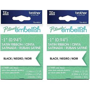 Brother P-Touch Embellish Black Print on Purple Floral Patterned Tape TZEMPPF31 – ~½" Wide x 13.1’ Long for use with P-Touch Embellish Ribbon & Tape Printer