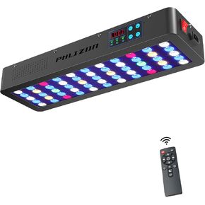 Phlizon Timer Control Dimmable 165W LED Aquarium Light with Temperature Monitor Full Spectrum Fish Tank Light for Grow Coral Reef Marine Fish Tank LPS/SPS