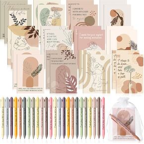 48 Pcs Positive Affirmation Gift Set Gratitude Notebooks with Pens and Small Bags Motivational Encouragement Notepad Daily Affirmation Journal for Women Stress Relief Self Care Gift (Rainbow)