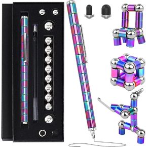Magnetic Fidget Pen - Perfect Writing and spinner magnet toy Combination ，figette figit pens with 13 Magnetic Rings, 137mm Length,Ideal Office and Study Gift for Kids 8-12, Teens, and Adults with ADHD