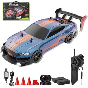 1:18 RC Drift Car, 28KM/H 4WD 2.4GHz Remote Control Racing Cars, 2024 New Upgrade High Speed Drifting Car with 2 Batteries, Extra Tires, LED Lights, Toy Car for Adults Boys Girls Kids Gifts