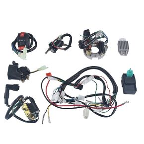 Complete Wiring Harness Kit ATV Wire Harness Aftermarket Replacement Parts Fit for 50cc 70cc 110cc 125cc ATV Quad 4 Wheeler Dirt Bike with Electrics Stator Coil CDI Solenoid Relay