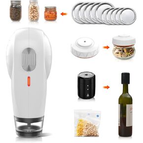 Electric Vacuum Sealer Kit, All in One for Mason Jars, Bags, and Wine Bottles, ideal for food storage, beverage saver, meal prep, pickling and preserving