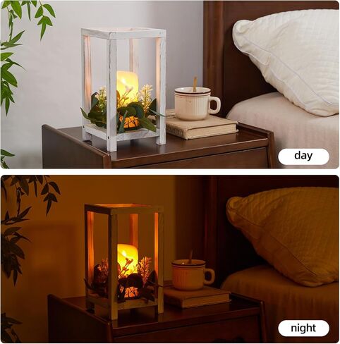 12 مجموعة 36 قطعة من فانوس الزفاف الخشبي، تتضمن 12 حامل شموع خشبية و12 شمعة LED و12 إكليل من أوراق الأوكالبتوس لتزيين طاولة الزفاف الريفية، هدية زفاف في الحظيرة الريفية in Kuwait