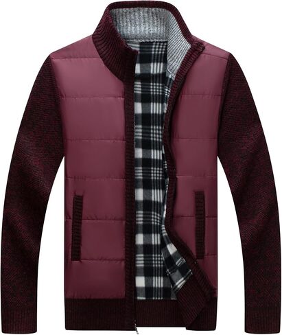 Men's Knit Cardigan Sweater Slim Fit Long Sleeve Stand Collar Full Zipper Casual Sweater in Saudi Arabia