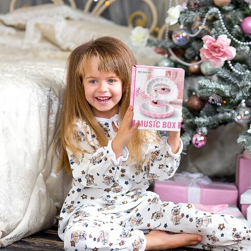 Hebaogugu Music Box with Jewellery Set, Ballerina Jewelry Box for Girls, Daughters, Nieces, Musical Jewellery Box with LED Mirror for Birthday, Christmas, Children's Day, Kids Storage Box for Gift in Saudi Arabia