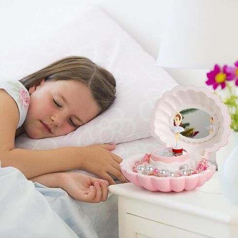 Hebaogugu Music Box with Jewellery Set, Ballerina Jewelry Box for Girls, Daughters, Nieces, Musical Jewellery Box with LED Mirror for Birthday, Christmas, Children's Day, Kids Storage Box for Gift in Saudi Arabia
