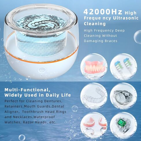 ARGOMAX Ultrasonic Retainer Cleaner for Dentures: 24W 200ml Portable Ultrasonic Cleaner Machine for All Dental Aligner, Braces, Mouth Guards, Toothbrush Head, Shaver Head, Jewelry - Black+Orange. in Saudi Arabia