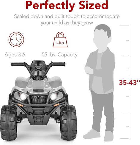 Best Choice Products 12V Kids Ride-On Electric ATV، لعبة سيارة رباعية العجلات ذات 4 عجلات مع صوت بلوتوث، أقصى سرعة 2.4 ميل في الساعة، إطارات مداس، مصابيح أمامية LED، راديو - أزرق in Kuwait