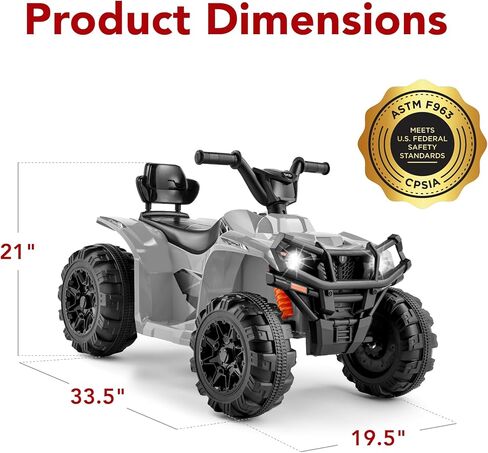 Best Choice Products 12V Kids Ride-On Electric ATV، لعبة سيارة رباعية العجلات ذات 4 عجلات مع صوت بلوتوث، أقصى سرعة 2.4 ميل في الساعة، إطارات مداس، مصابيح أمامية LED، راديو - أزرق in Kuwait