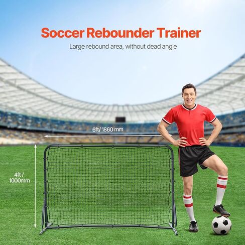 Soccer Rebounder Net, 12x6FT Iron Soccer Training Equipment, Sports Football Training Gift with Portable Bag, Volleyball Rebounder Wall Perfect for Backyard Practicing, Solo Training, Passing in Saudi Arabia