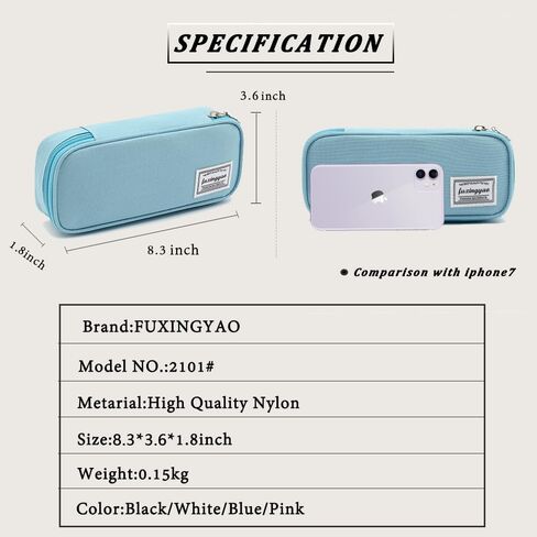 FUXINGYAO Pencil Case, Multi- Slot Pencil Pouch, Portable Pencil Bag, Pen Case for& Office(Black) in Kuwait