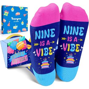 HAPPYPOP 9th Birthday Gifts Ideas Socks - Gifts for Girls Boys Age 9, Presents for 9 Year Olds, Nine Year Old Gifts for Kids