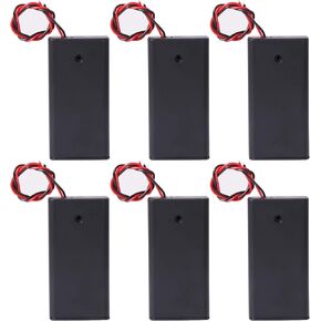 6 AA Battery Storage Case，9Volt Battery Holder （Pack of 2） with ON/Off Switch, Wire Leads