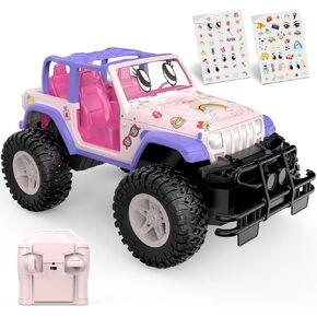 NQD Pink RC Cars 1:16 Scale with DIY Sticker, Remote Control Car for Girls, 80 Min Play 2.4Ghz Jeep RC Trucks,Little Girl Toys Gifts for 4-5 6-7 8-10 Years Old