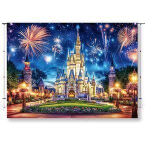 KUKUSOUL 7x5ft القلعة ليلة خلفية الألعاب النارية خلفية للأطفال والفتيات حفلة عيد ميلاد صور فيديو اطلاق النار الدعائم KU683