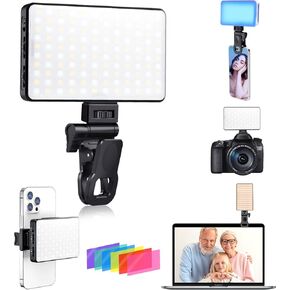 120 LED Selfie Light for iPhone, 3000mAh Rechargeable Portable Selfie Light with 6 Color Filters, CRI 95+ 2500K-9000K Dimmable Phone Light for Video Recording