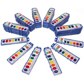 Color Swell 36 Set Bulk Watercolor Paint Pack with Wood Brushes 8 Colors Washable Water Colors Perfect for Kids Classroom Parties Students All Ages